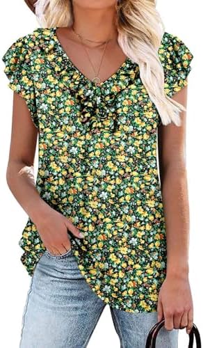 BETTE BOUTIK Womens Tops Summer V Neck Short Sleeve Tunic Shirts Tops Blouses