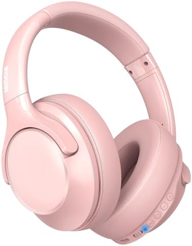 MIDOLA Bluetooth Headphones Over Ear 68H Playtime 6 EQ Wireless Headset with Microphone HiFi Stereo Foldable Lightweight Deep Bass for Travel Home Office Cellphone Pink