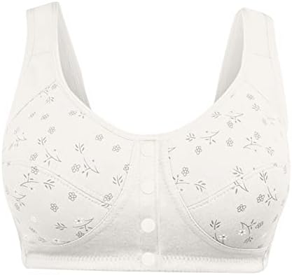 Daisy Bras for Older Women Front Closure Convenient Snap Button Cotton Bras No Underwire Comfort Everyday Bras