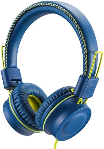 POWMEE M2 Kids Headphones Wired Headphone for Kids,Foldable Adjustable Stereo Tangle-Free,3.5MM Jack Wire Cord On-Ear Headphone for Children/Teens/Girls/School/Kindle/Airplane/Plane/ (Blue)