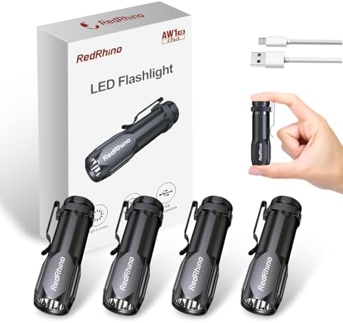 Small LED Flashlight 4 Pack, Rechargeable EDC Compact Pocket Lights, 400 Lumens Mini Flash Light with Clip, Bright Little Flashlights for Home, Emergency, Camping, Outdoor 4B