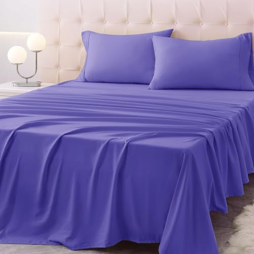 Queen Size Bed Sheet Set – 4-Piece Soft Microfiber Sheets with Deep Pockets, Cooling Technology, and Wrinkle-Free Pillowcase. Hotel-Quality, Durable Bedding, Very Peri