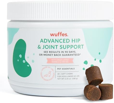 Wuffes Chewable Dog Hip and Joint Supplement for Small & Medium Breeds – Glucosamine & Chondroitin Chews – Dog Joint Supplements & Vitamins – Extended Joint Care – 60 Ct