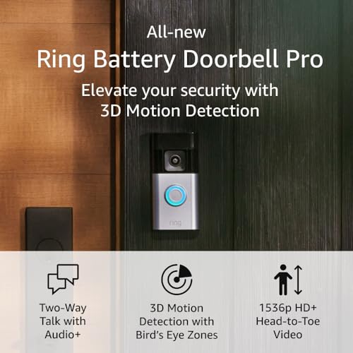 All-new Ring Battery Doorbell Pro | Two-Way Talk with Audio+, 3D Motion Detection, and 1536p HD+ Head-to-Toe Video (2024 release)