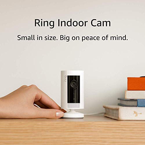 Certified Refurbished Ring Indoor Cam, Compact Plug-In HD security camera with two-way talk, Works with Alexa – White