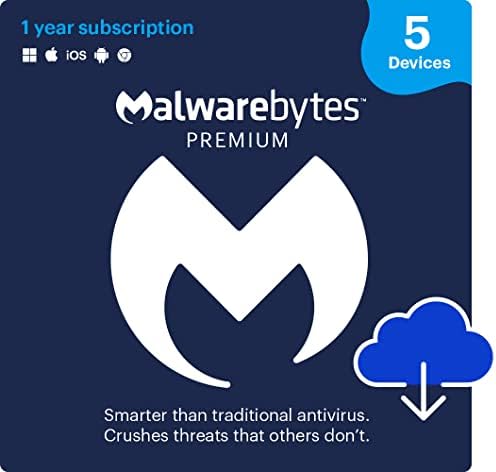 Malwarebytes Premium | 1 Year, 5 Device | PC, Mac, Android [Online Code]