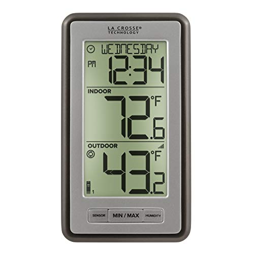 La Crosse Technology WS-9160UV3 Digital Indoor Outdoor Thermometer Wireless – Multi-Format Remote Temperature Sensor, Temperature Humidity Monitor with Manual Settings and 24-hr Display