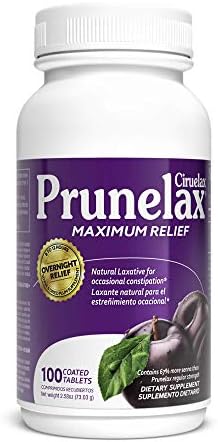 Prunelax Ciruelax Maximum Relief Laxative Tablets with Natural Senna for Occasional Constipation, Senna Extract, Vegan & Gluten-Free, Gentle Overnight Relief – 100ct