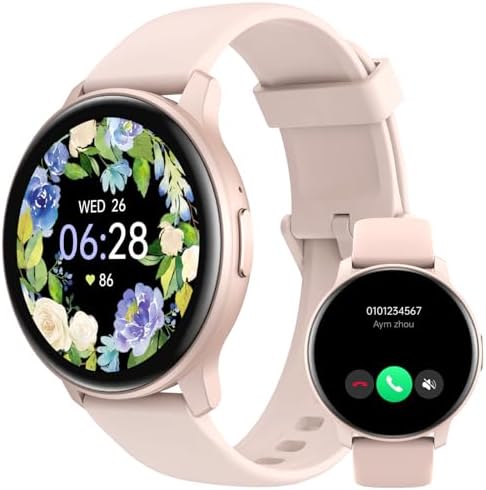 Smart Watch for Women Men Answer/Make Calls/Quick Text Reply/AI Voice, Smartwatch for iPhone Samsung Android Phones Compatible Fitness Tracker Blood Oxygen Heart Rate Sleep Monitor Circle IP68