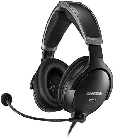 Bose A30 Aviation Headset, Noise Cancelling Pilot Headset with Adjustable ANR, Bluetooth and Lightweight Comfortable Design, Dual Plug, Black