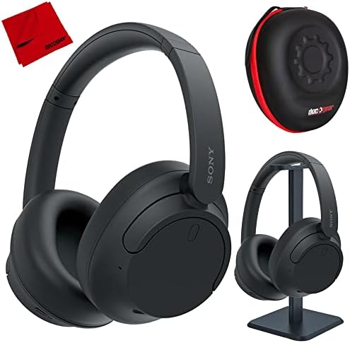 Sony WH-CH720N/B Wireless Noise Cancelling Headphone, Black Bundle with Deco Gear Hard Case + Pro Audio Headphone Stand + Microfiber Cleaning Cloth