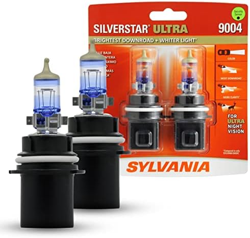 SYLVANIA – 9004 SilverStar Ultra – High Performance Halogen Headlight Bulb, High Beam, Low Beam and Fog Replacement Bulb, Brightest Downroad with Whiter Light, Tri-Band Technology (Contains 2 Bulbs)