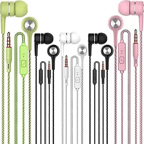 Kamon 5 Pack Earbuds Headphones with Remote & Mic, Earphones Wired Stereo in-Ear Bass for iPhone, Android, Smartphones, iPod, iPad, MP3, Fits All 3.5mm Interface (K2)