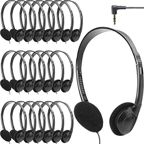 Flutesan 20 Pack Classroom Kids Headphones on Ear Headphones Over The Head Earphones for Student School Children Teen Boys Girls Adults, Black