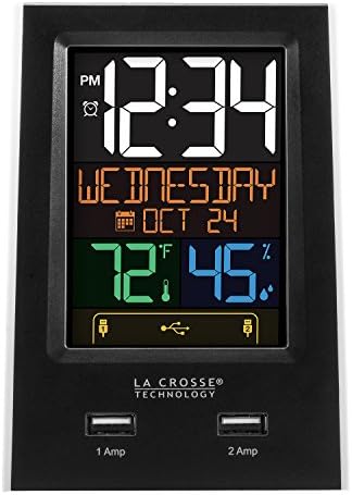 La Crosse Technology C86224 Dual USB Charging Alarm with nap Timer, 3.74″ L x 2.40″ W x 5.24″ H, Black