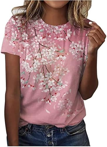 Summer Tops for Women 2024 Casual T-Shirts Shirts Graphic Tee Short Sleeve Tops Floral Print Loose Summer Tops