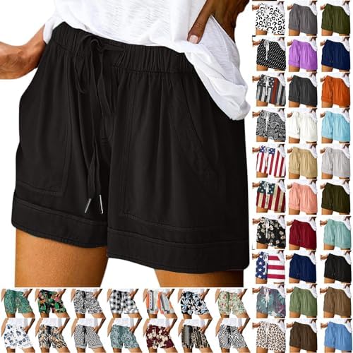 2024 Shorts for Women Casual Comfy Drawsting Elastic Waist Shorts Summer Beach Shorts with Pockets Vacation Lounge Clothes