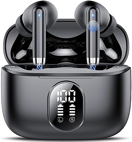 Wireless Earbuds, QXQ Bluetooth 5.3 Headphones in Ear 40H Playtime, Ear buds Deep Bass, Bluetooth Earbuds Built-in HD Mic, IPX7 Waterproof, Earphones Light Weight, Touch Control, Portable Design,USB-C