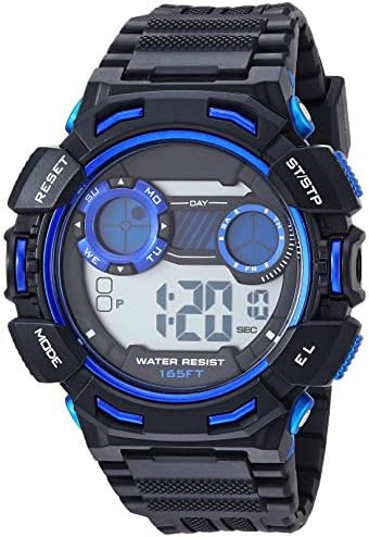 Amazon Essentials Men’s Digital Chronograph Black Resin Strap Watch