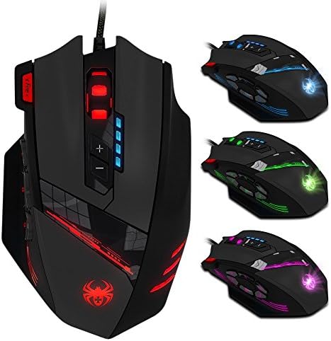 12 Programmable Buttons C12 Gaming Mouse, AFUNTA Laser Double-Speed Adjustment 8000DPI Mice Support 4 Level Switch