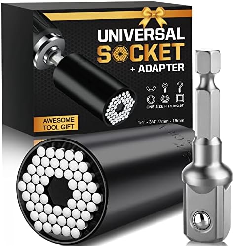 Father’s Day Gifts from Daughter Wife Son, Universal Super Socket, Cool Gadgets Tools Birthday Gifts for Men Dad Him Husband, Socket Set, Multifunction Adapter to Unscrew Any Bolt(7-19mm)-Black