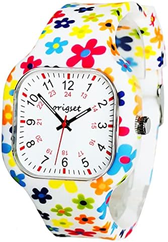 Women Watch Square 24 Hour 3-Hand Easy to Read Time for Nurse Medical Students Teachers Doctors Colorful Water Proof