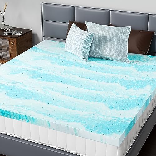 DUMOS Memory Foam Mattress Topper Full, 3 Inch Thick Gel Infused Bed Toppers for Full Size Bed, Soft Mattress Pads for Sleeper Sofa, RV, Camper, CertiPUR-US Certified, Blue