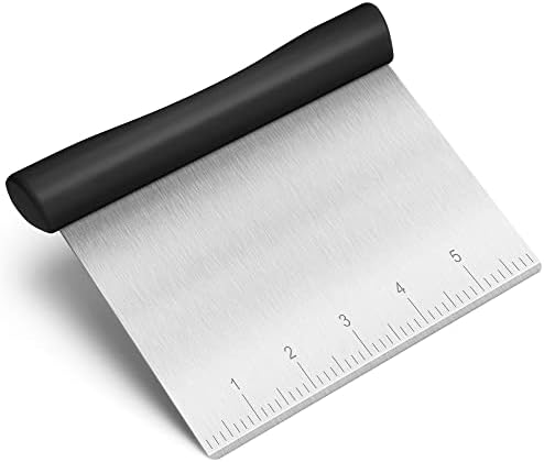 Bench Scraper, Stainless Steel Dough Scraper, Pastry Scraper, Pizza and Dough Cutter Multi-Purpose Scraper/Chopper, Pizza Cutter Food Chopper Baking Supplies Kitchen Gadgets, Black