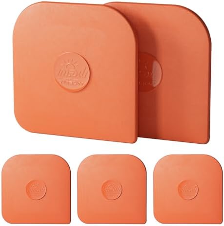 Pan Scraper, 5 Pcs Pot Scraper Plastic, Pot Scraper Non Scratch for Cast Iron, Pot and Pan Cleaning, Sturdy Scraper Kitchen Tool-Orange