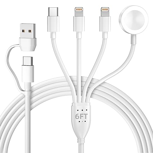 4 in 2 Apple Watch Charger, USB C Apple Watch Charger Cable for Apple Watch/iPhone, Watch Magnetic Charging Cord for iWatch Series SE/8/7/6/5/4/3/2 – Wireless Travel Watch Charger AirPods&iPad-6FT