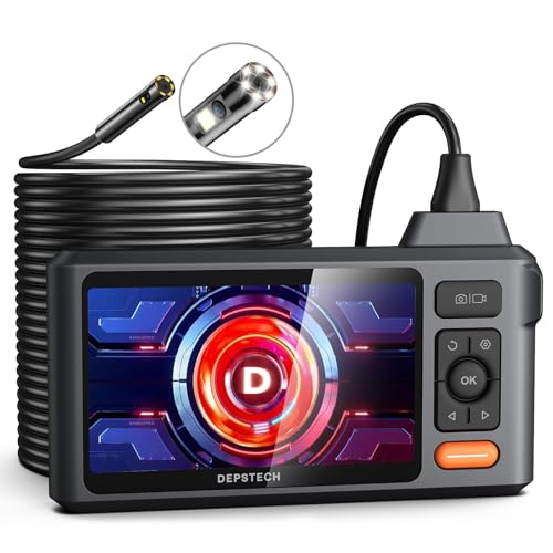 50FT Sewer Inspection Camera,DEPSTECH 1080P Dual Lens Endoscope Camera with Lights, 5″ IPS Screen Borescope,Split Screen, IP67 Waterproof Snake Camera,7.9mm Scope Camera for Wall Drain Pipe Automotive