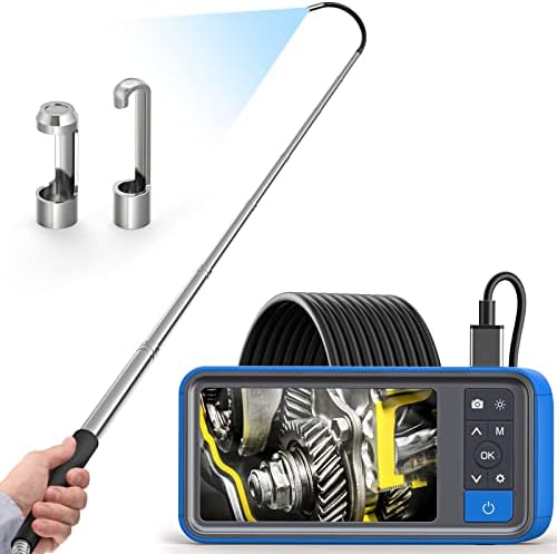 Telescopic Camera with Light, Teslong Wide Angle Endoscope Inspection Camera with 5ft Telescoping Pole, 4.5-inch Screen, Flexible Gooseneck Borescope for Home Ceiling Wall Chimney Automotive