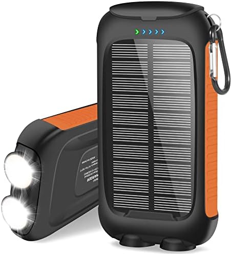 𝟮𝟬𝟮4 𝙐𝙥𝙜𝙧𝙖𝙙𝙚 Solar-Charger-Power-Bank-38800mAh Waterproof Portable Solar Phone Charger with LED Flashlight/USB C Fast Charge External Battery Pack Compatible for Outdoor, Camping, Travel