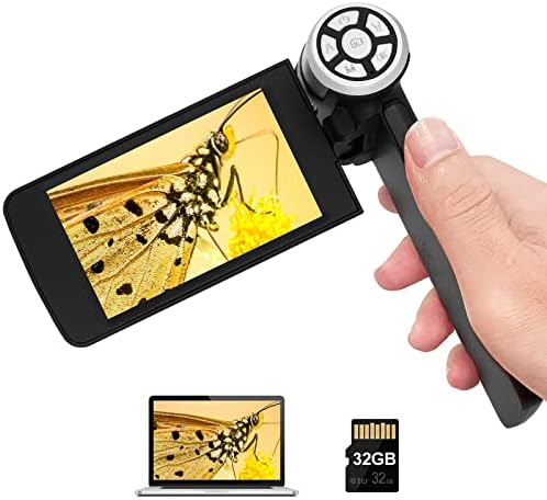 Andonstar AD203 Handheld Digital Microscope, Portable Pocket Microscope with 4 inch Screen for Kids and Adults, Black, Electronic FHD Video Microscope, Supports Windows Mac PC, USB Coin Microscope