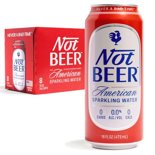 Not Beer American Sparkling Water, Mineral & Electrolyte Blend, 16oz Tallboy Cans (Pack of 8, Original)