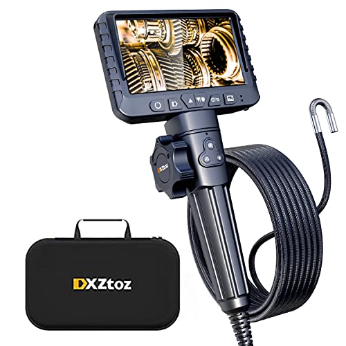 10FT Articulating Borescope, DXZtoz Inspection Camera with 0.33in Two-Way Steering Snake Camera, Waterproof 1080P Endoscope Camera with Light for Mechanics Electriction Wall Tube Inspection