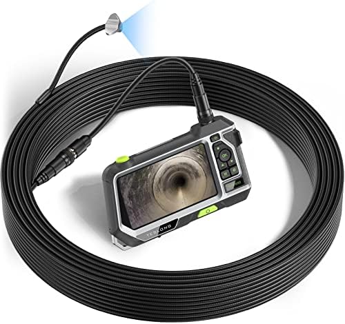 Sewer Camera, Teslong 50ft Drain Camera Snake with LED Light, Pipe Endoscope Plumbing Tools-NTS500 5″ 720P Monitor, Wide-Angle Borescope Inspection Camera Scope for Air Duct HVAC Sewage Septic Line