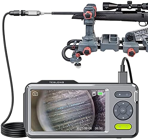 Teslong Rigid Rifle Borescope with 5″ Monitor, Bore Inspection Camera Visual Gun Cleaning System-Fits .20 Caliber & Larger-w/26-inch Long Insertion Tube, 5-inch IPS Screen, Right Angle Mirror