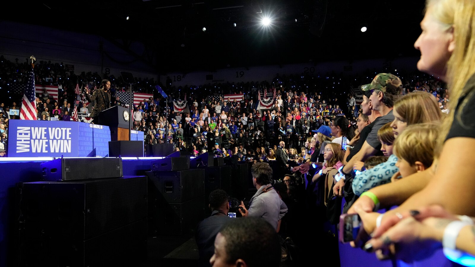 ‘Take our lives seriously,’ Michelle Obama pleads as she rallies for Kamala Harris in Michigan