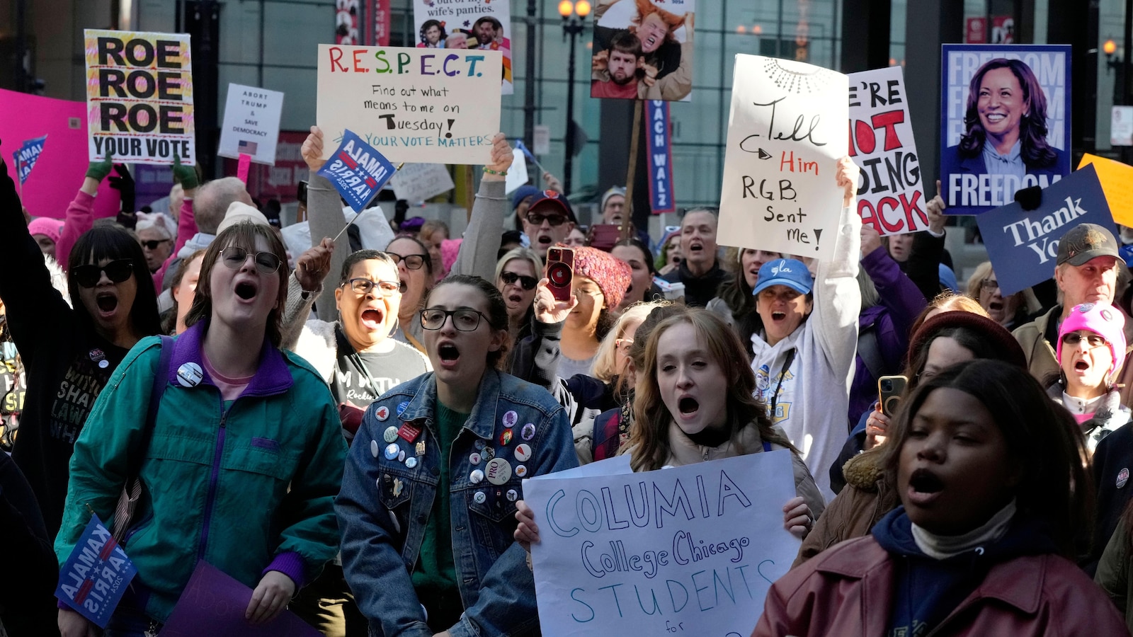 Abortion rights at forefront of Women’s March rallies in runup to Election Day